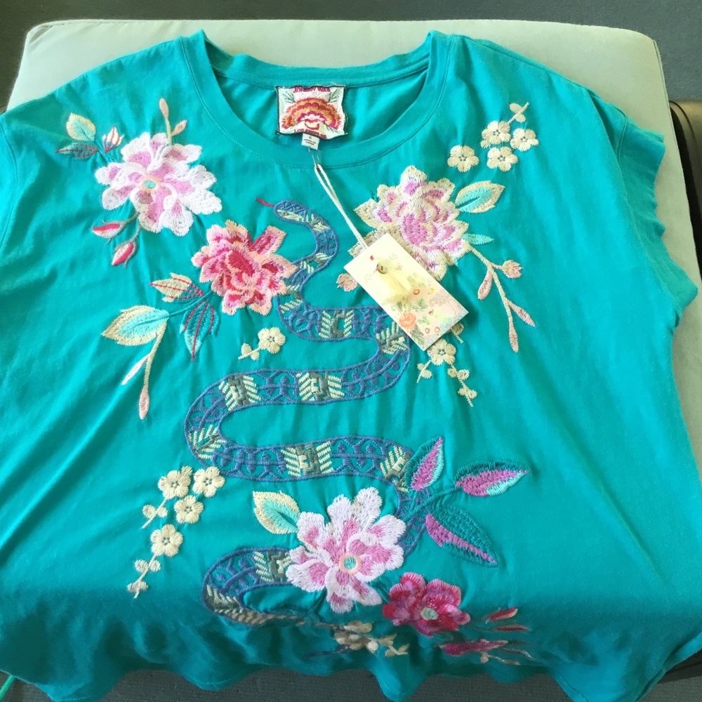 Johnny Was JWLA Edie Relaxed Embroidered T Sz S